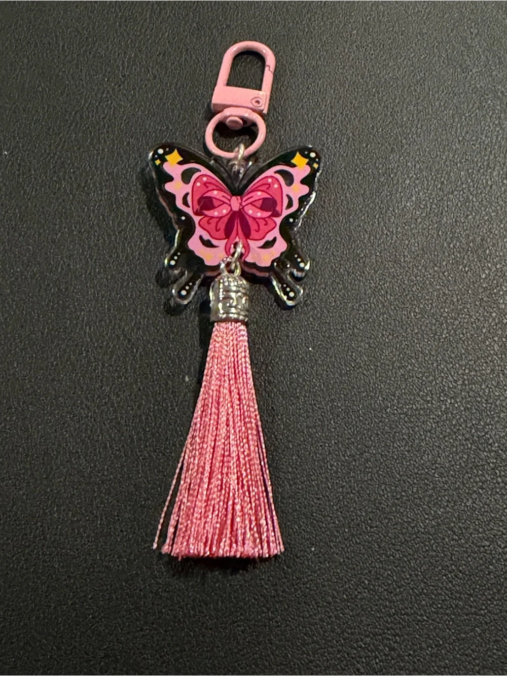 Pink Butterfly Tassel Keychain